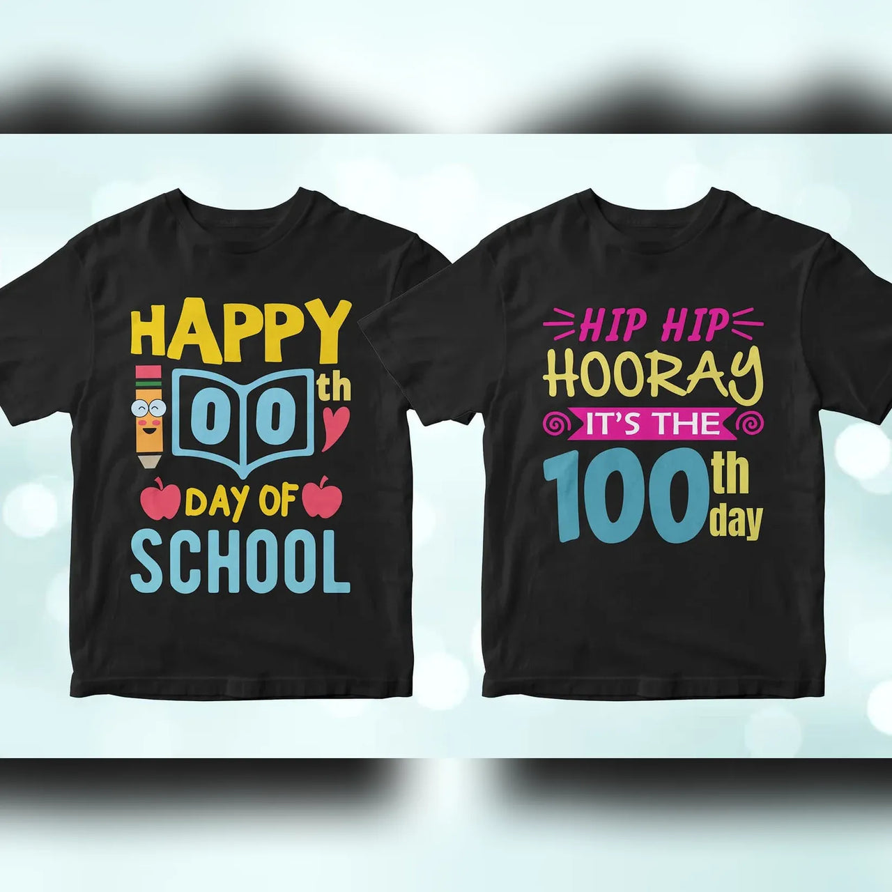 100 Days of School 50 Editable T-shirt Designs Bundle Part 1