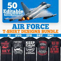 Airforce 50 Editable T-shirt Designs Bundle Part 1