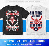 Airforce 50 Editable T-shirt Designs Bundle Part 1