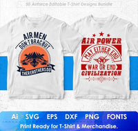 Airforce 50 Editable T-shirt Designs Bundle Part 1