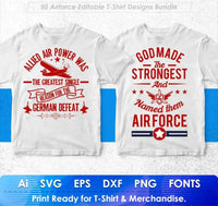 Airforce 50 Editable T-shirt Designs Bundle Part 1