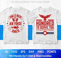 Airforce 50 Editable T-shirt Designs Bundle Part 1