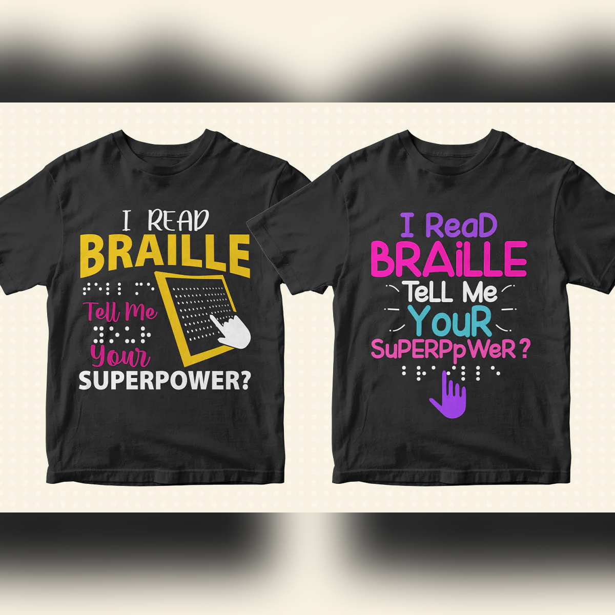 Braille Day 50 Editable T shirt Designs Bundle Part 1