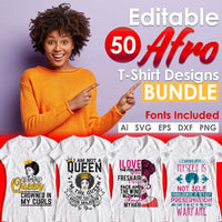 Afro 50 Editable T shirt Designs Bundle Part 1