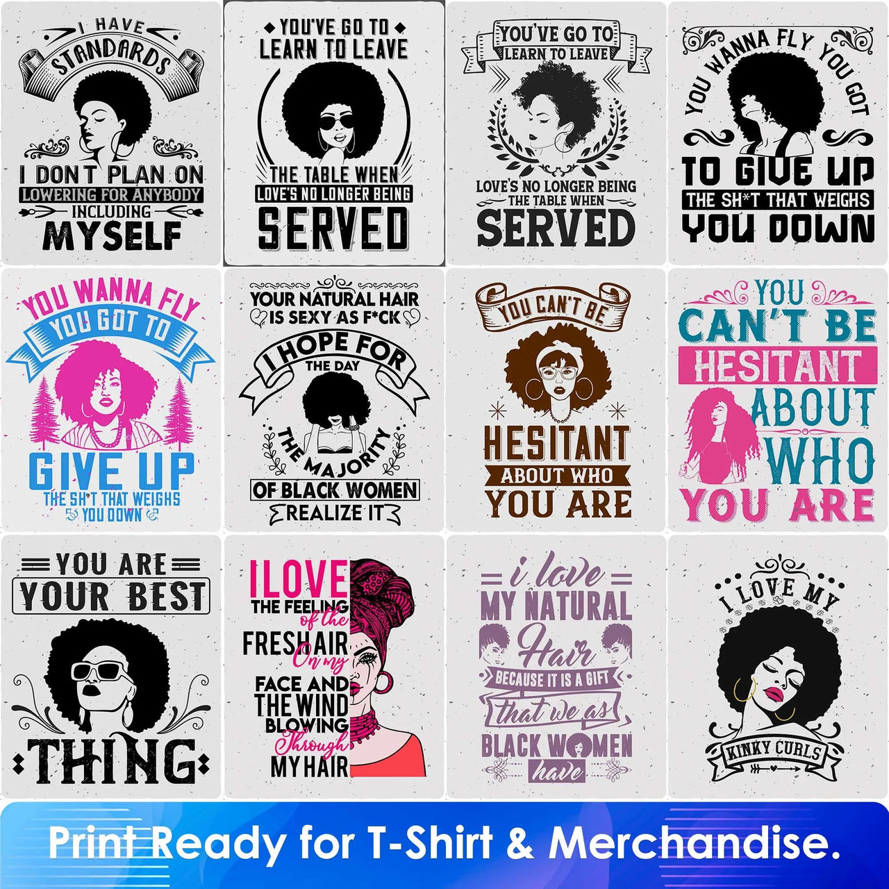 Afro 50 Editable T shirt Designs Bundle Part 1