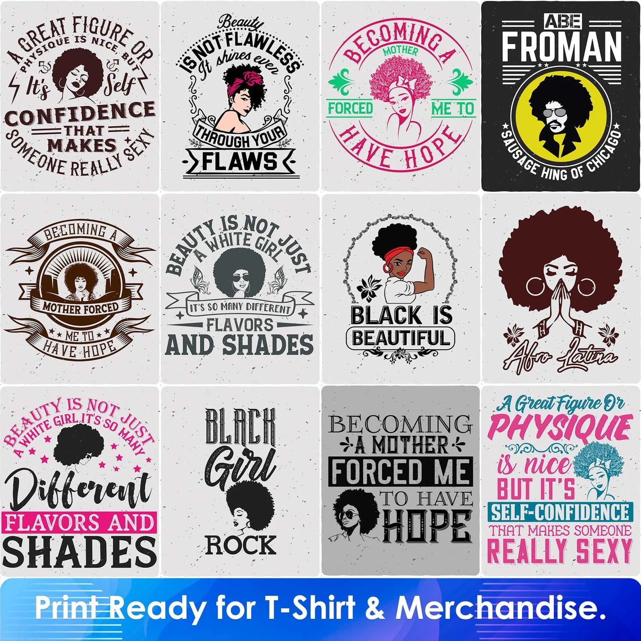 Afro 50 Editable T shirt Designs Bundle Part 1