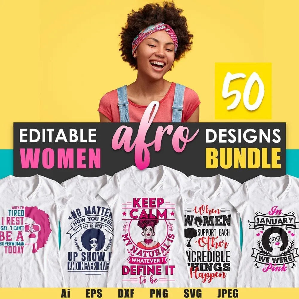 Afro 50 Editable T shirt Designs Bundle Part 2