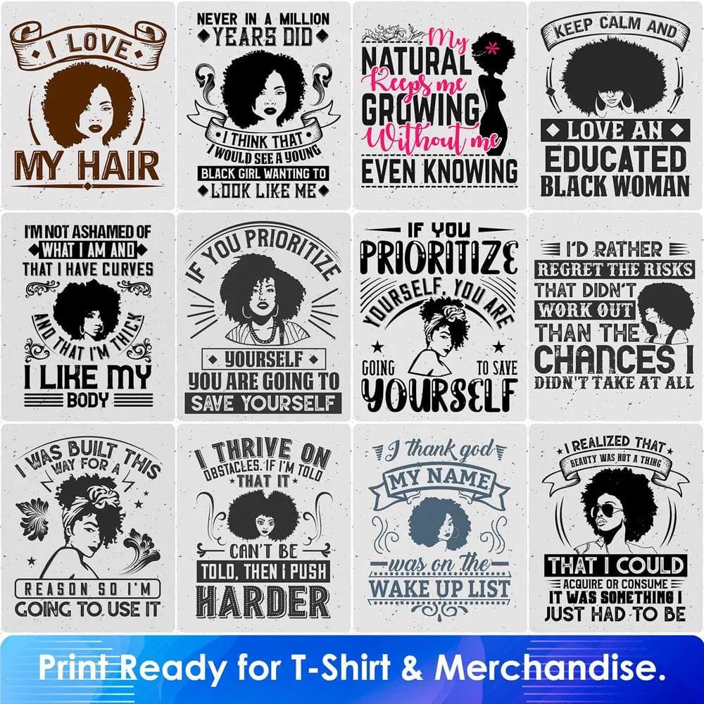 Afro 50 Editable T shirt Designs Bundle Part 2